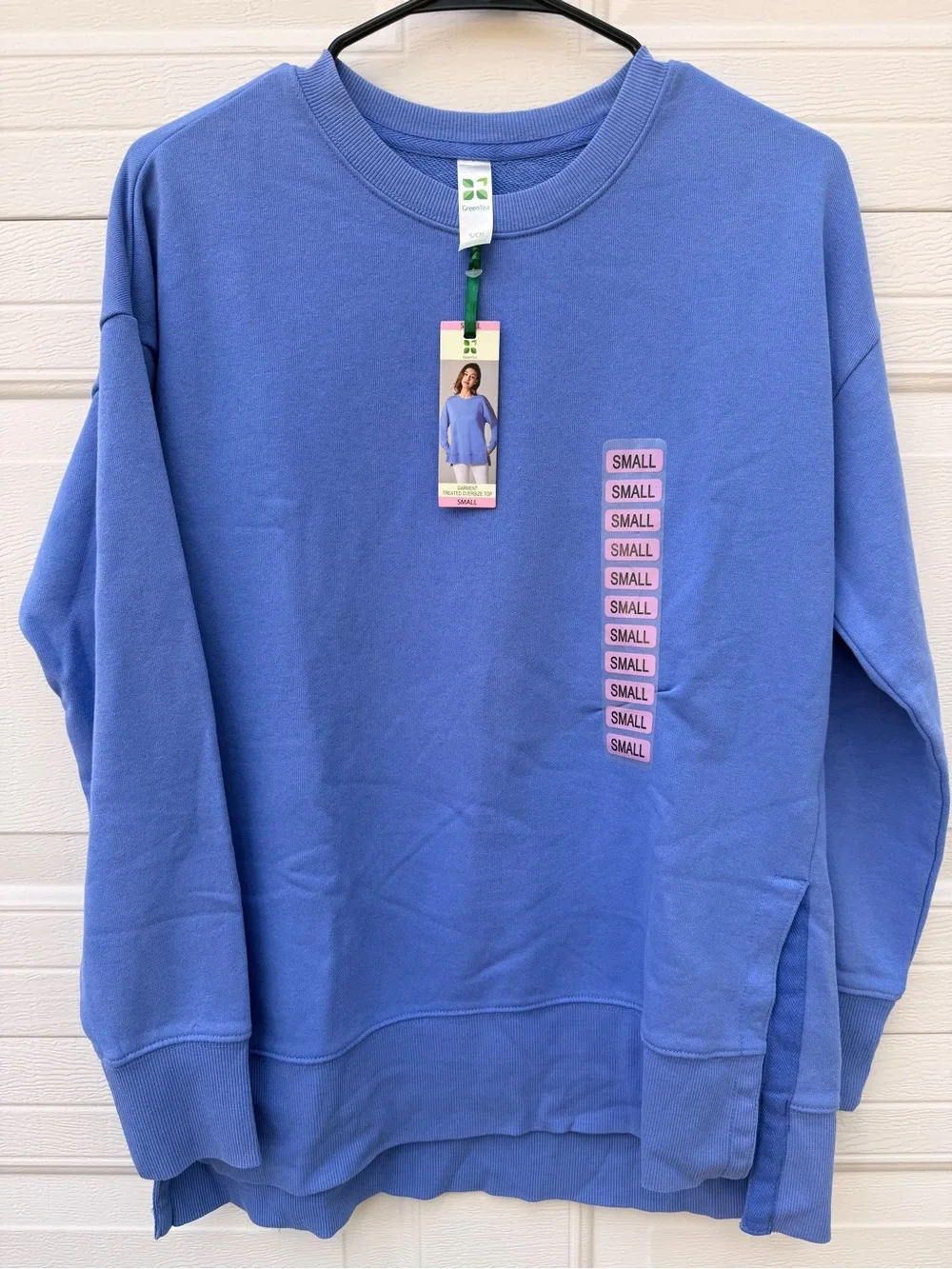 GreenTea Comfy Oversized Colbalt Sweatshirt Split Sides Small NWT